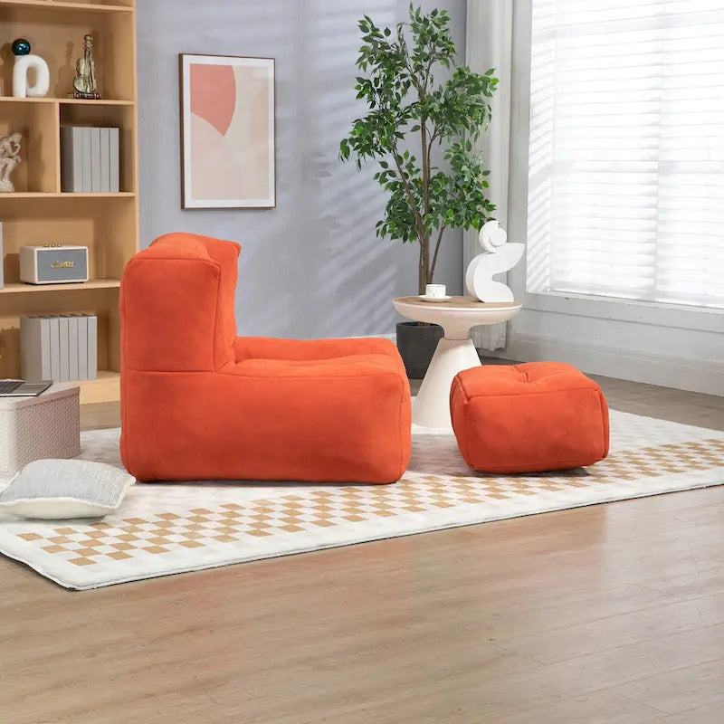 Fauteuil d'appoint moderne 38.5 en velours avec mousse à mémoire de forme et pouf pour salon