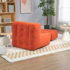 Fauteuil d'appoint moderne 38.5 en velours avec mousse à mémoire de forme et pouf pour salon