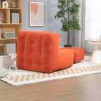 Fauteuil d'appoint moderne 38.5 en velours avec mousse à mémoire de forme et pouf pour salon