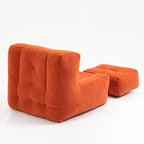 Fauteuil d'appoint moderne 38.5 en velours avec mousse à mémoire de forme et pouf pour salon