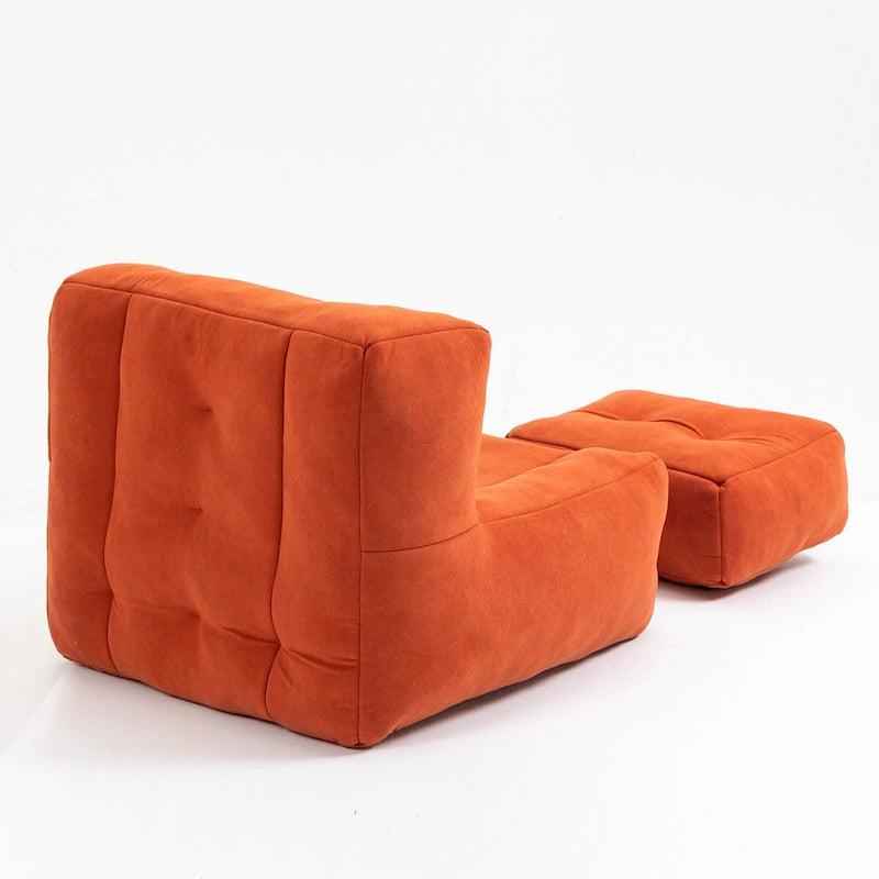 Fauteuil d'appoint moderne 38.5 en velours avec mousse à mémoire de forme et pouf pour salon