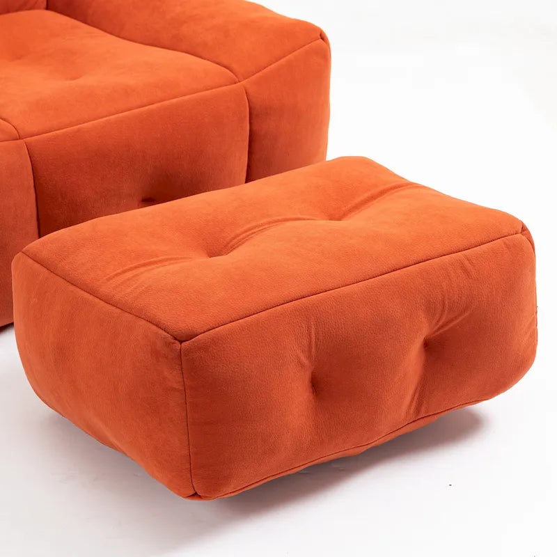 Fauteuil d'appoint moderne 38.5 en velours avec mousse à mémoire de forme et pouf pour salon