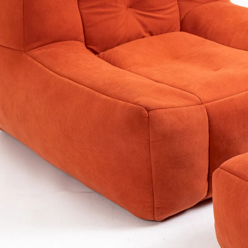 Fauteuil d'appoint moderne 38.5 en velours avec mousse à mémoire de forme et pouf pour salon