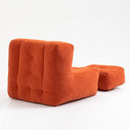 Fauteuil d'appoint moderne 38.5 en velours avec mousse à mémoire de forme et pouf pour salon