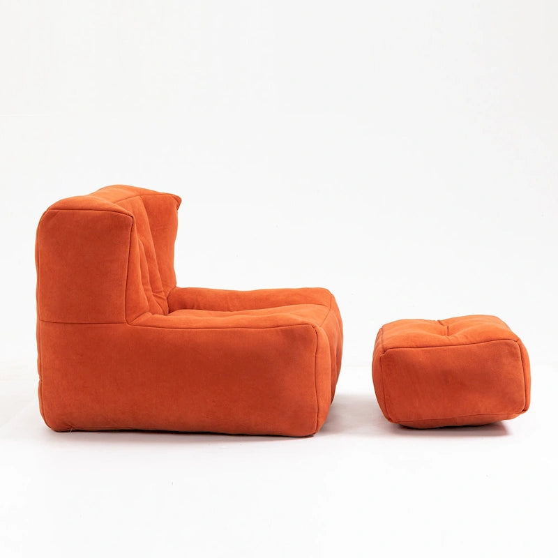 Fauteuil d'appoint moderne 38.5 en velours avec mousse à mémoire de forme et pouf pour salon