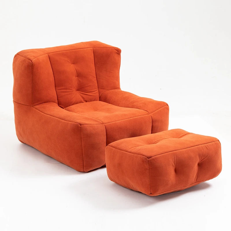 Fauteuil d'appoint moderne 38.5 en velours avec mousse à mémoire de forme et pouf pour salon