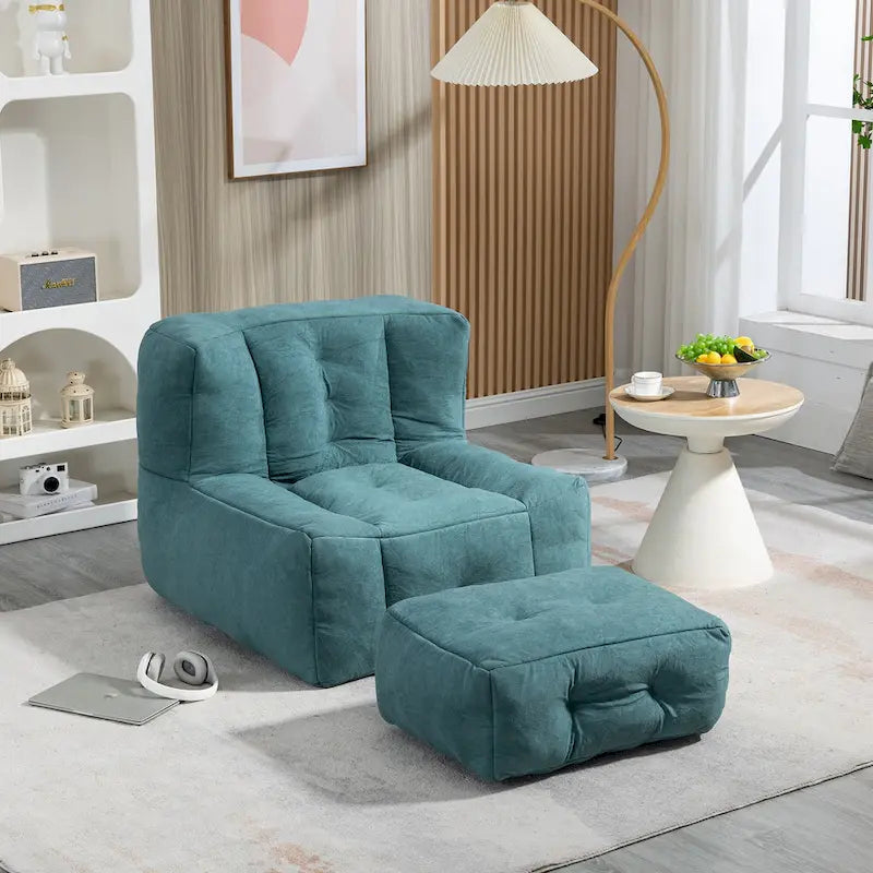 Fauteuil d'appoint moderne 38.5 en velours avec mousse à mémoire de forme et pouf pour salon