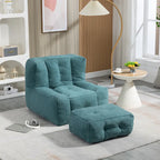 Fauteuil d'appoint moderne 38.5 en velours avec mousse à mémoire de forme et pouf pour salon