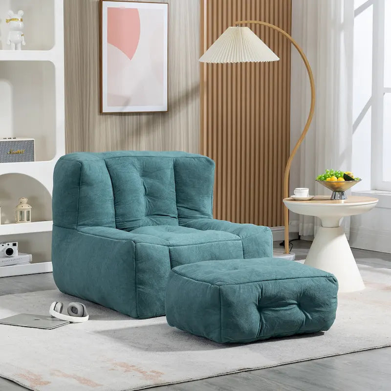 Fauteuil d'appoint moderne 38.5 en velours avec mousse à mémoire de forme et pouf pour salon