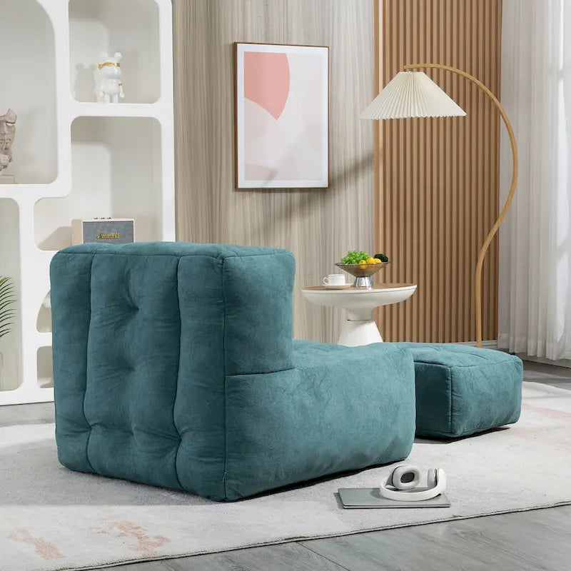 Fauteuil d'appoint moderne 38.5 en velours avec mousse à mémoire de forme et pouf pour salon