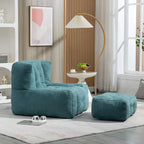 Fauteuil d'appoint moderne 38.5 en velours avec mousse à mémoire de forme et pouf pour salon