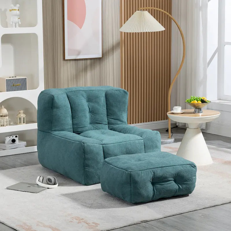 Fauteuil d'appoint moderne 38.5 en velours avec mousse à mémoire de forme et pouf pour salon