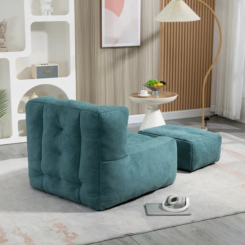 Fauteuil d'appoint moderne 38.5 en velours avec mousse à mémoire de forme et pouf pour salon