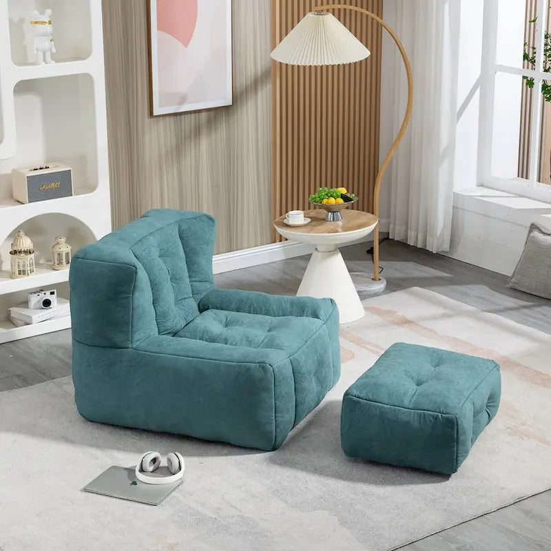Fauteuil d'appoint moderne 38.5 en velours avec mousse à mémoire de forme et pouf pour salon
