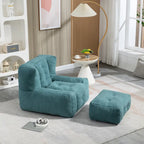 Fauteuil d'appoint moderne 38.5 en velours avec mousse à mémoire de forme et pouf pour salon