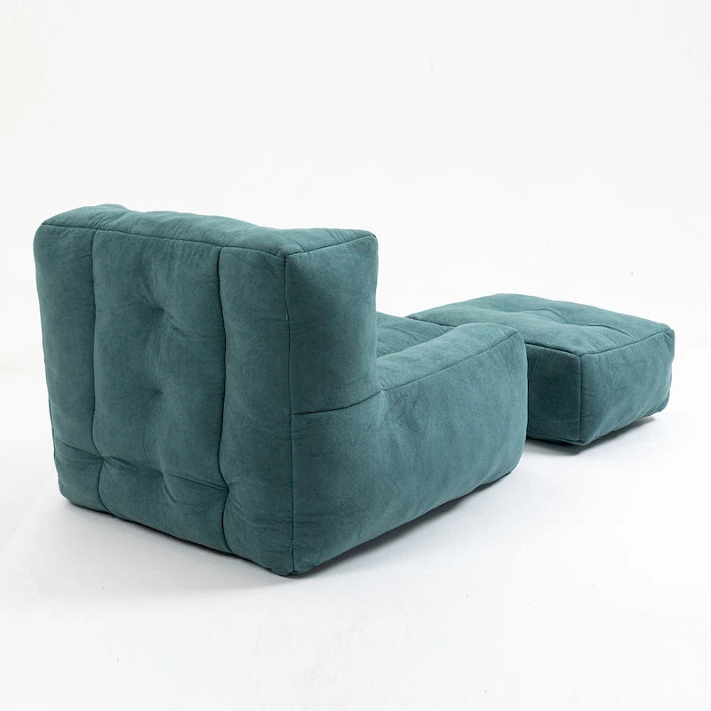 Fauteuil d'appoint moderne 38.5 en velours avec mousse à mémoire de forme et pouf pour salon