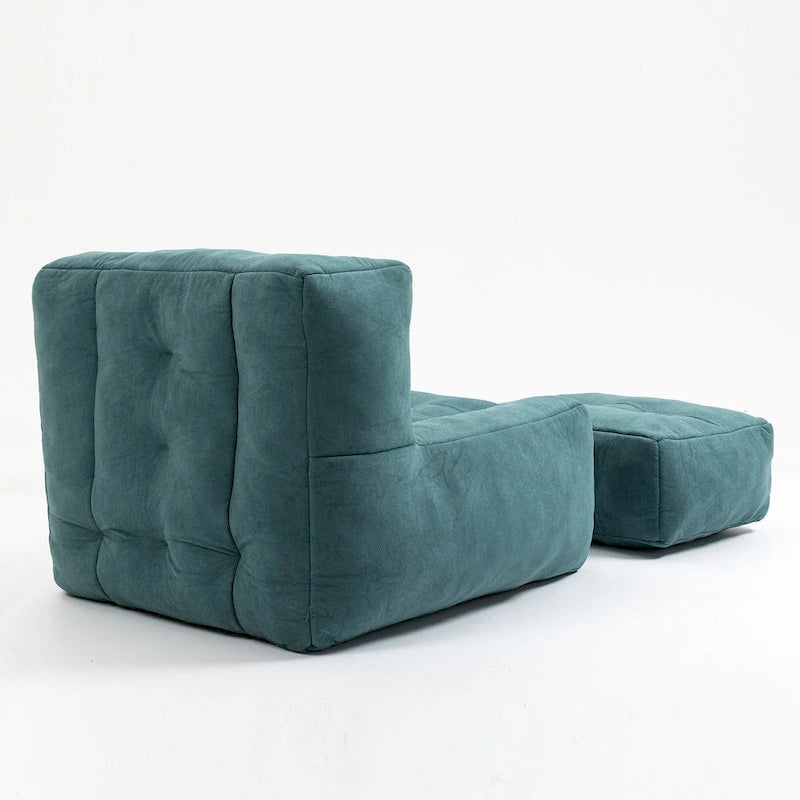 Fauteuil d'appoint moderne 38.5 en velours avec mousse à mémoire de forme et pouf pour salon