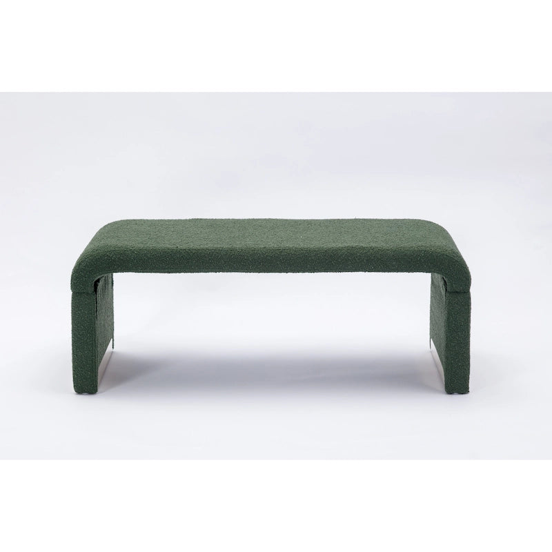 Banc de chambre/repose-pieds/banquette à chaussures moderne en tissu bouclette avec pieds en métal doré