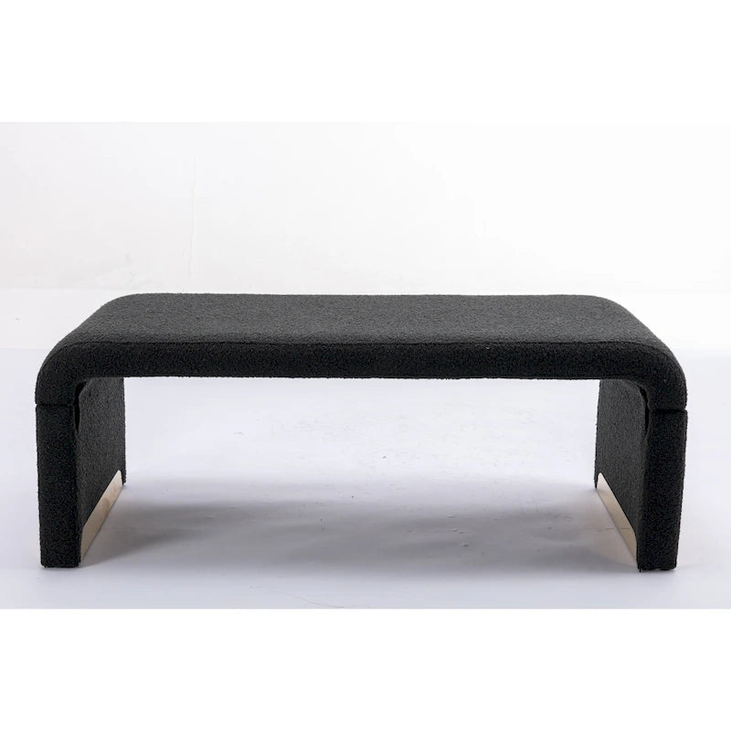 Banc de chambre/repose-pieds/banquette à chaussures moderne en tissu bouclette avec pieds en métal doré