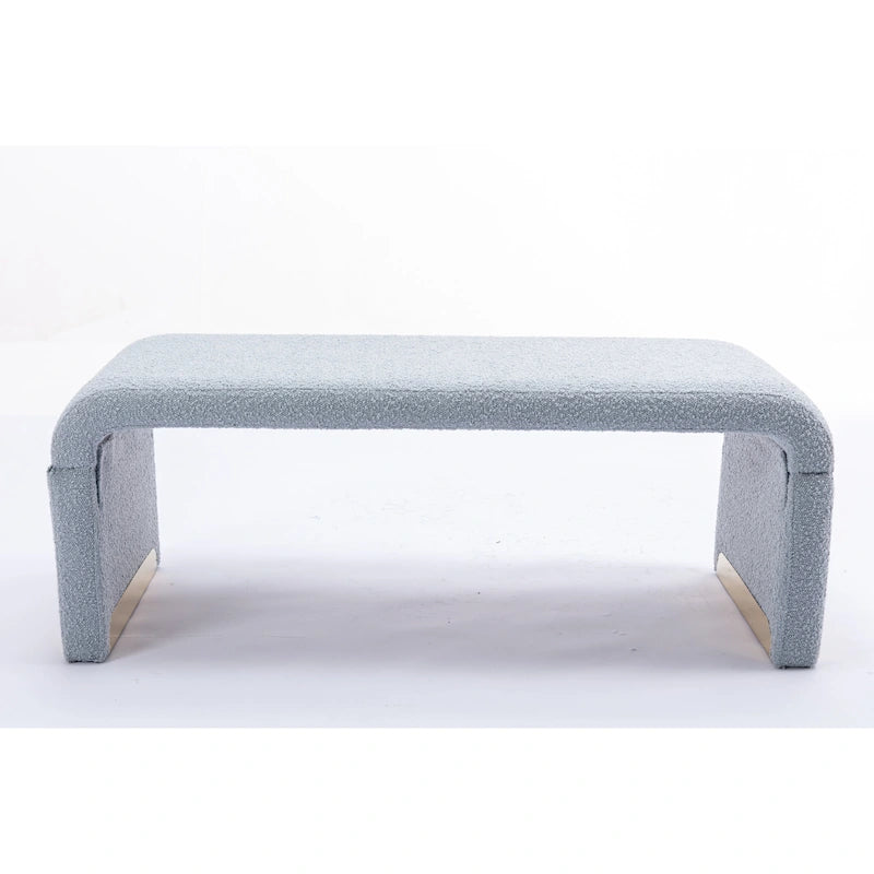 Banc de chambre/repose-pieds/banquette à chaussures moderne en tissu bouclette avec pieds en métal doré