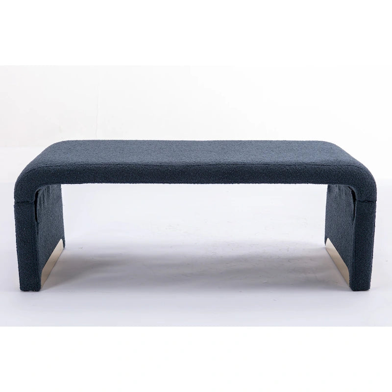 Banc de chambre/repose-pieds/banquette à chaussures moderne en tissu bouclette avec pieds en métal doré