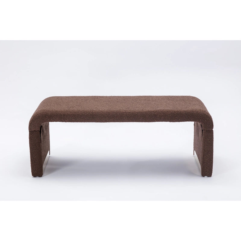 Banc de chambre/repose-pieds/banquette à chaussures moderne en tissu bouclette avec pieds en métal doré