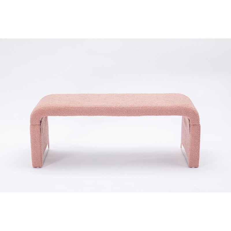 Banc de chambre/repose-pieds/banquette à chaussures moderne en tissu bouclette avec pieds en métal doré