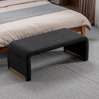 Banc de chambre/repose-pieds/banquette à chaussures moderne en tissu bouclette avec pieds en métal doré