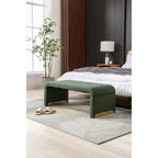 Banc de chambre/repose-pieds/banquette à chaussures moderne en tissu bouclette avec pieds en métal doré