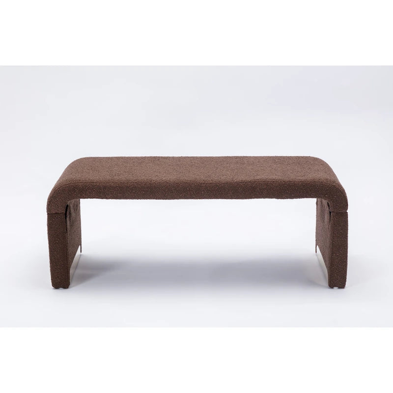 Banc de chambre/repose-pieds/banquette à chaussures moderne en tissu bouclette avec pieds en métal doré