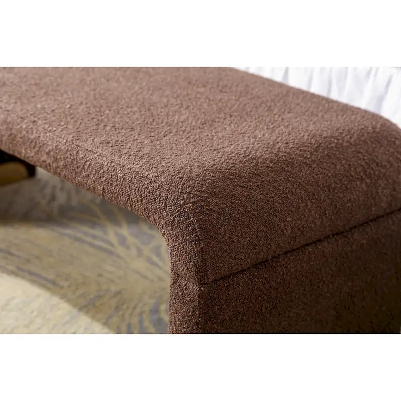 Banc de chambre/repose-pieds/banquette à chaussures moderne en tissu bouclette avec pieds en métal doré