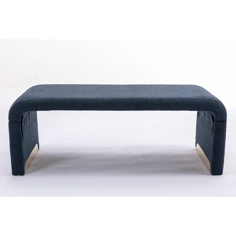 Banc de chambre/repose-pieds/banquette à chaussures moderne en tissu bouclette avec pieds en métal doré