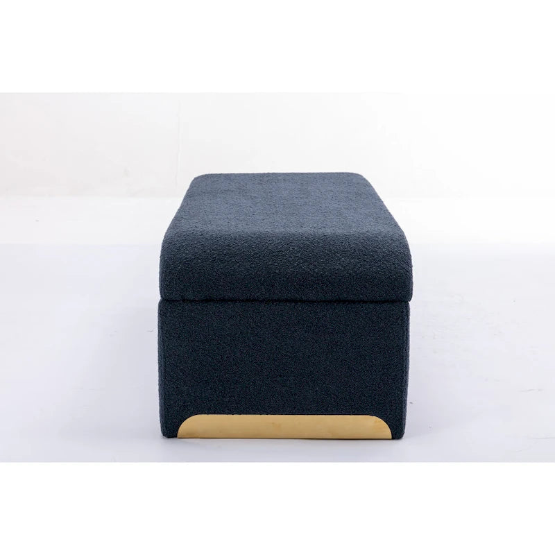 Banc de chambre/repose-pieds/banquette à chaussures moderne en tissu bouclette avec pieds en métal doré