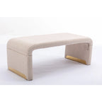 Banc de chambre/repose-pieds/banquette à chaussures moderne en tissu bouclette avec pieds en métal doré