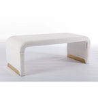 Banc de chambre/repose-pieds/banquette à chaussures moderne en tissu bouclette avec pieds en métal doré
