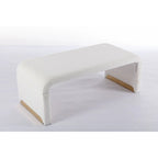 Banc de chambre/repose-pieds/banquette à chaussures moderne en tissu bouclette avec pieds en métal doré