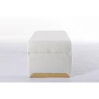 Banc de chambre/repose-pieds/banquette à chaussures moderne en tissu bouclette avec pieds en métal doré