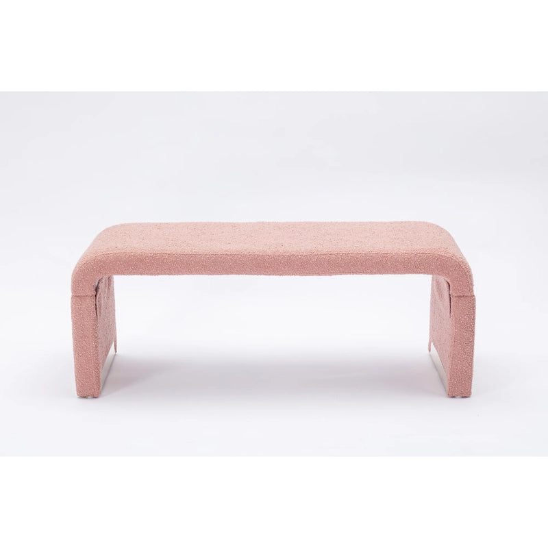 Banc de chambre/repose-pieds/banquette à chaussures moderne en tissu bouclette avec pieds en métal doré