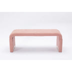 Banc de chambre/repose-pieds/banquette à chaussures moderne en tissu bouclette avec pieds en métal doré
