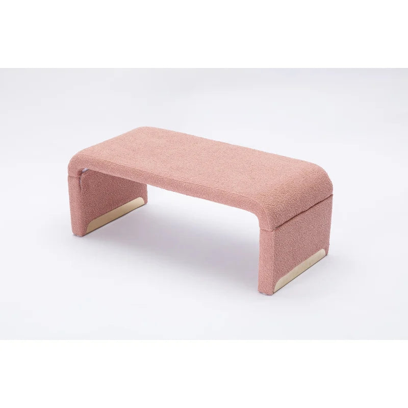 Banc de chambre/repose-pieds/banquette à chaussures moderne en tissu bouclette avec pieds en métal doré
