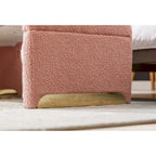 Banc de chambre/repose-pieds/banquette à chaussures moderne en tissu bouclette avec pieds en métal doré