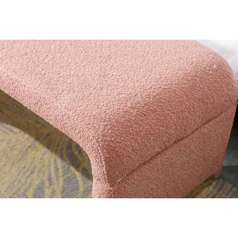 Banc de chambre/repose-pieds/banquette à chaussures moderne en tissu bouclette avec pieds en métal doré
