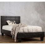 Lit plateforme contemporain rembourré en similicuir marron