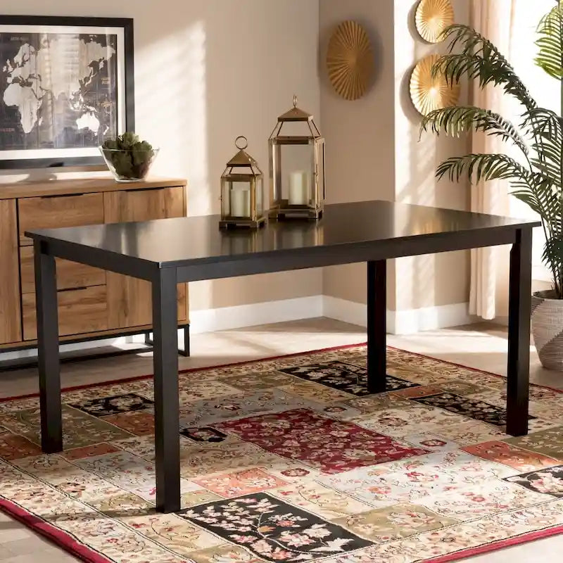 Table à manger Eveline en bois au fini espresso, moderne et contemporaine
