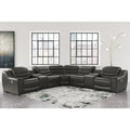 Canapé sectionnel inclinable électrique 7 pièces Center Line gris foncé – 138,25 larg. x 138,25 prof. x 35 haut.