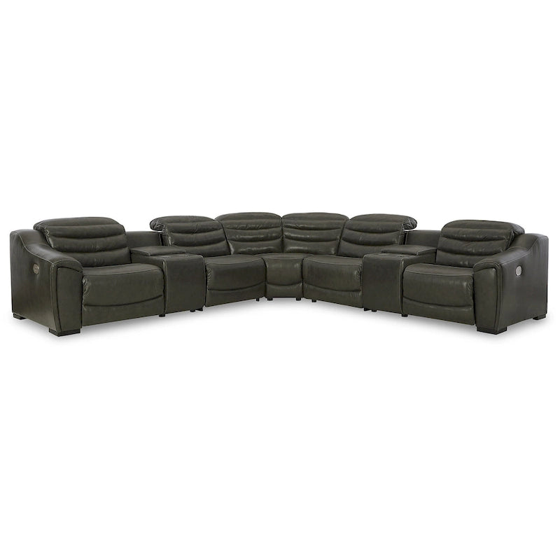 Canapé sectionnel inclinable électrique 7 pièces Center Line gris foncé – 138,25 larg. x 138,25 prof. x 35 haut.