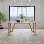 Table à manger en bois marron avec piètement en tréteaux - 82 x 30 x 38
