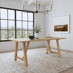 Table à manger en bois marron avec piètement en tréteaux - 82 x 30 x 38