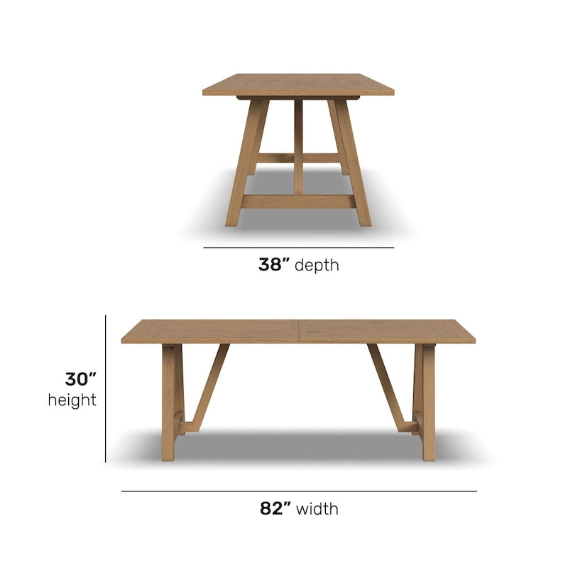 Table à manger en bois marron avec piètement en tréteaux - 82 x 30 x 38