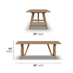 Table à manger en bois marron avec piètement en tréteaux - 82 x 30 x 38